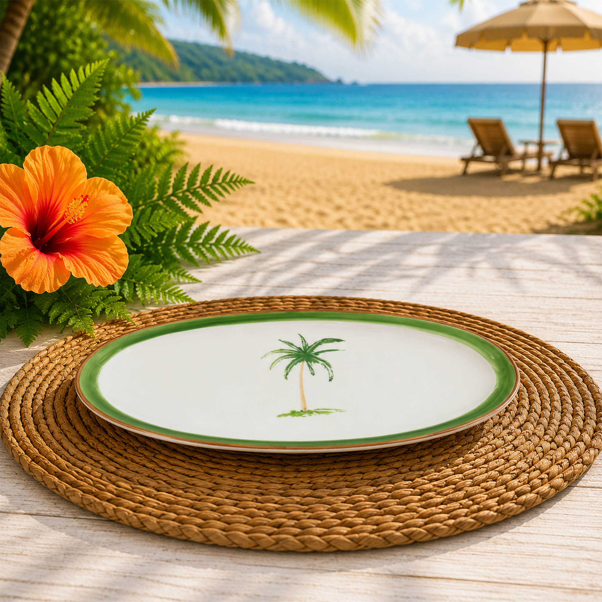 Donglin Homeware Palm Breeze Collection Oval Plate 10-inch