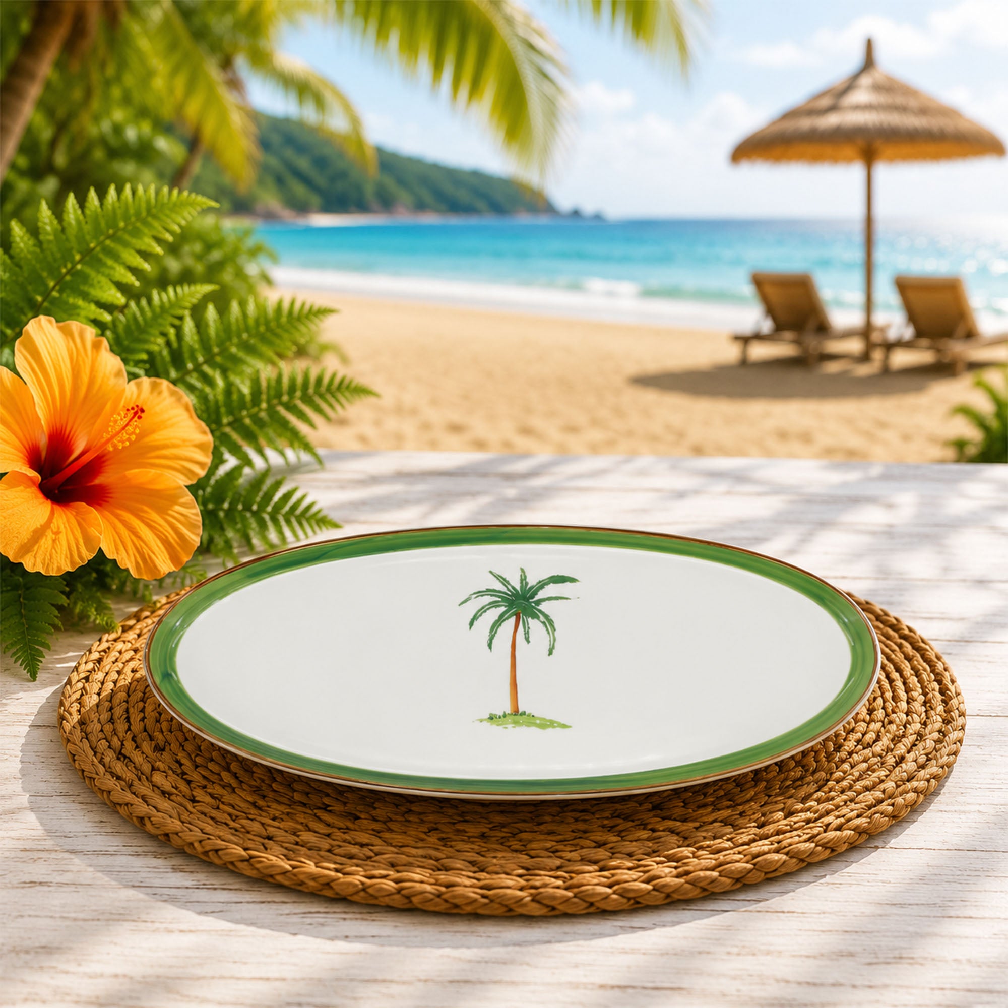 Donglin Homeware Palm Breeze Collection Oval Plate 14.5-inch
