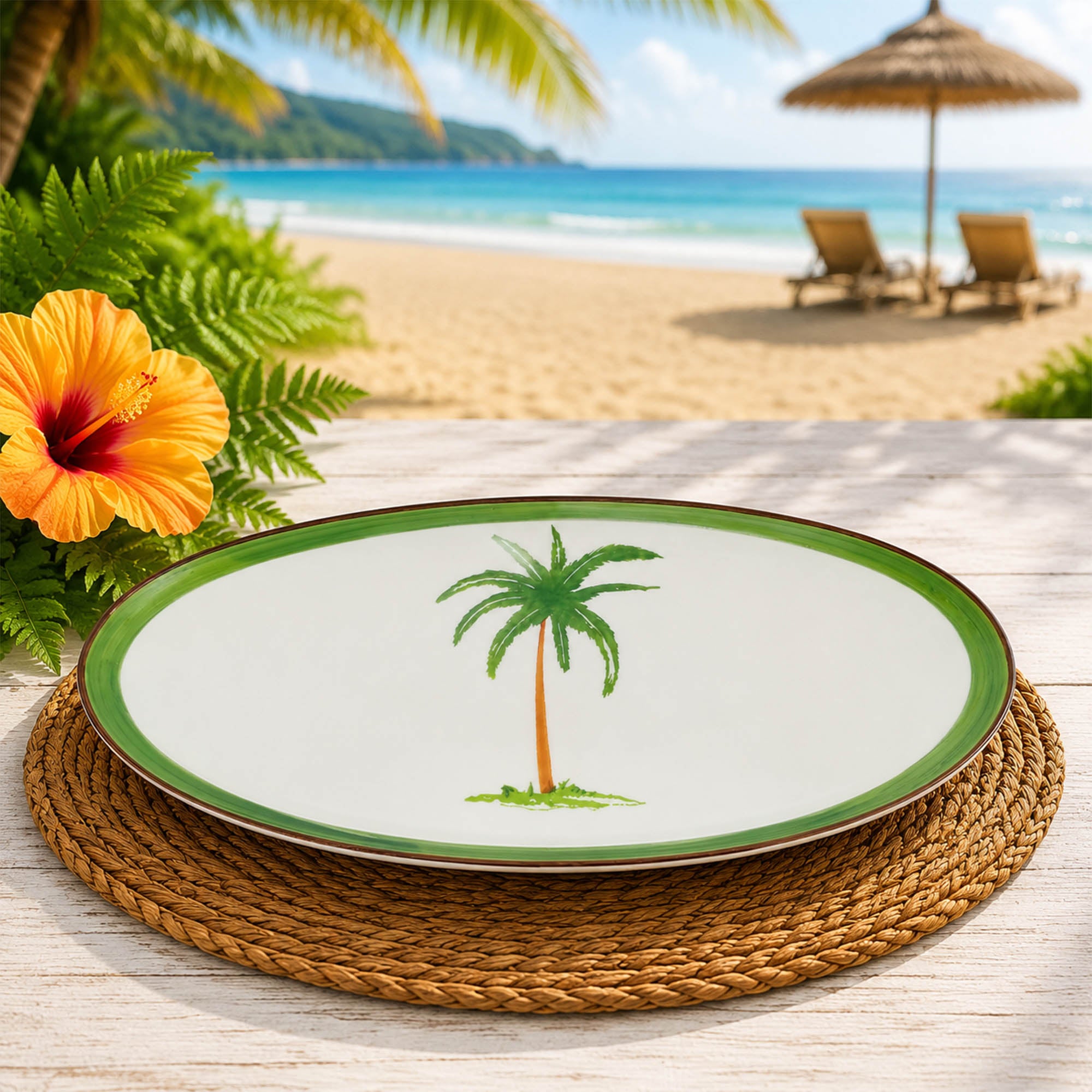 Donglin Homeware Palm Breeze Collection Oval Plate 16.25-inch