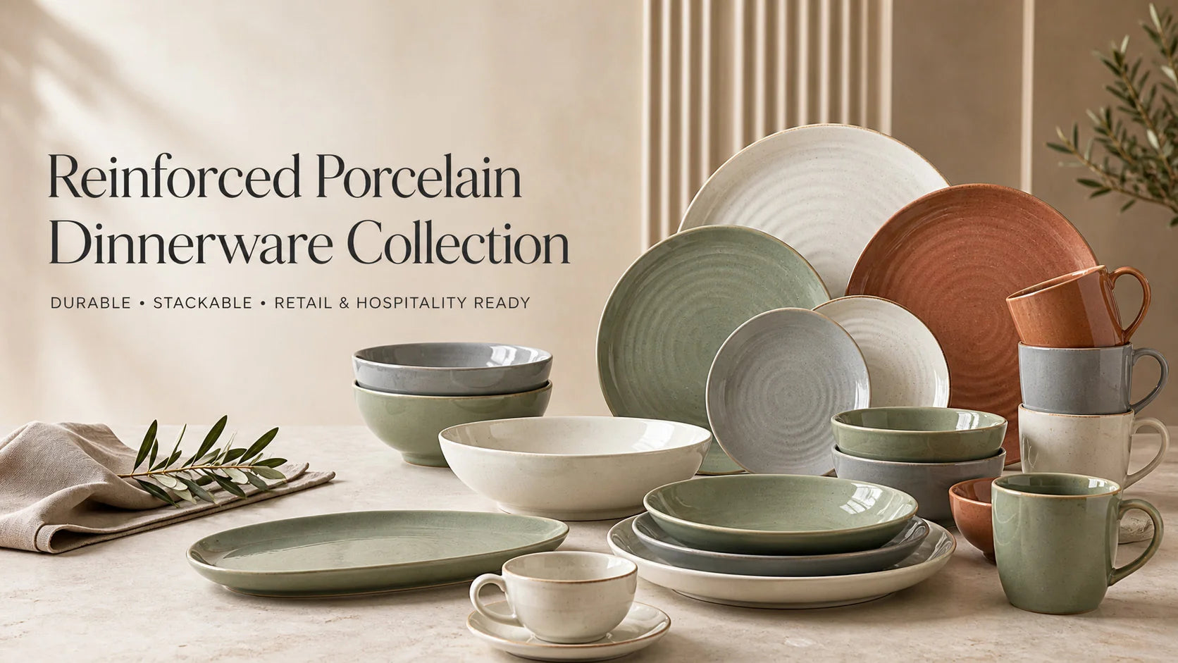 Reinforced Porcelain Dinnerware Collection Banner Web