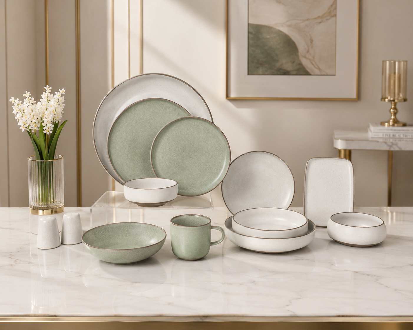 Donglin Homeware Sage Green Matte - Minimalist Style Ceramic Tableware Set