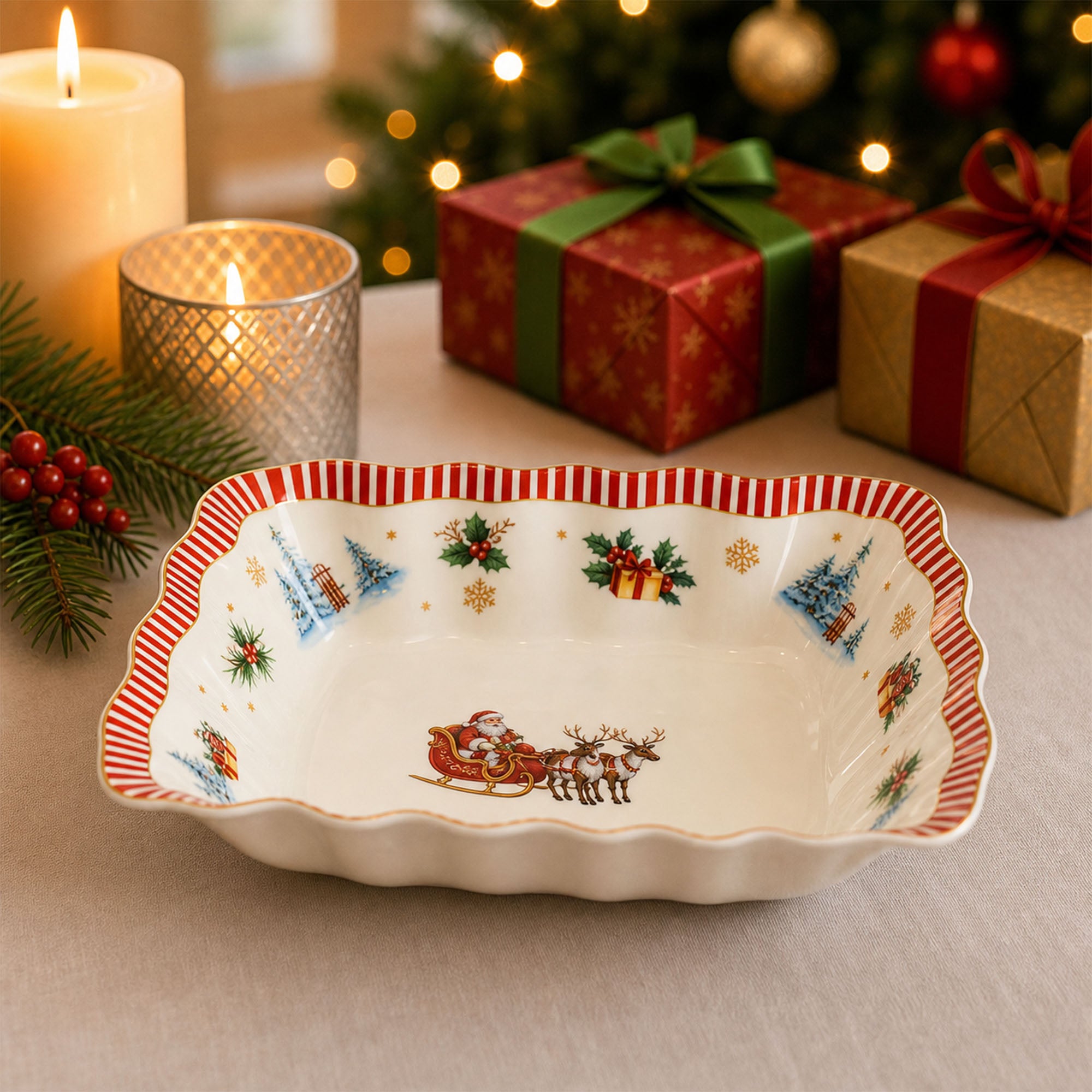 Donglin Homeware Santa's Christmas Journey Collection Bowl 10.75-inch