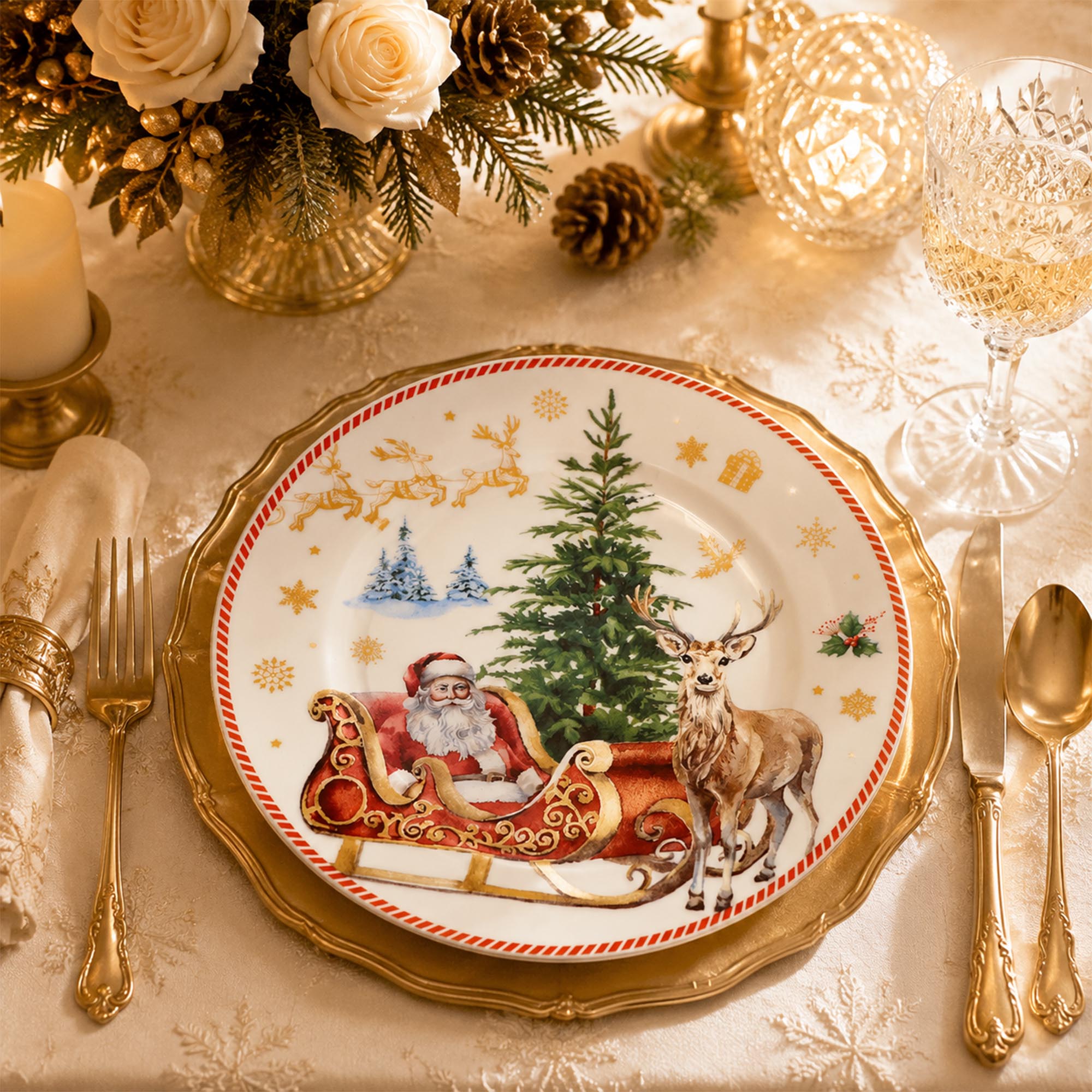 Donglin Homeware Santa's Christmas Journey Collection Dessert Plate 7.5-inch