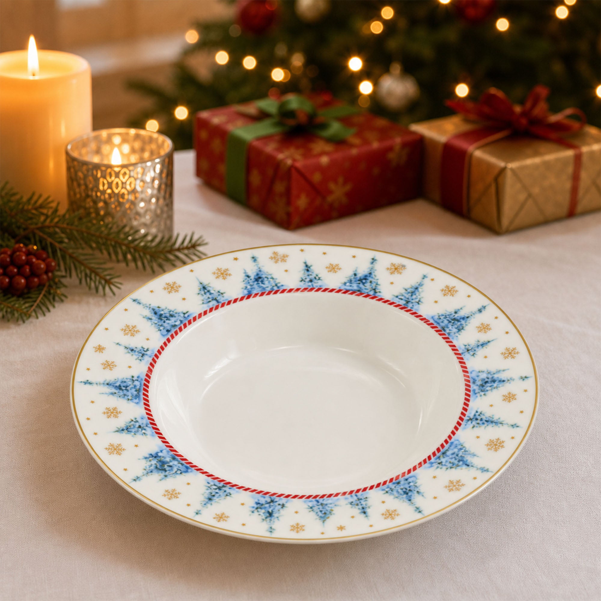 Donglin Homeware Santa's Christmas Journey Collection Soup Plate 8.5-inch