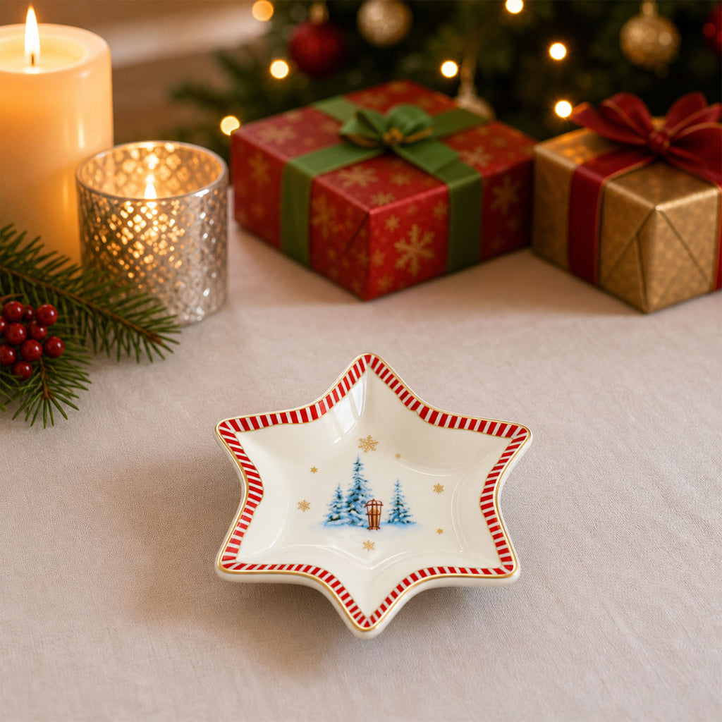 Donglin Homeware Santa's Christmas Journey Collection Star Shape Dish 26cm