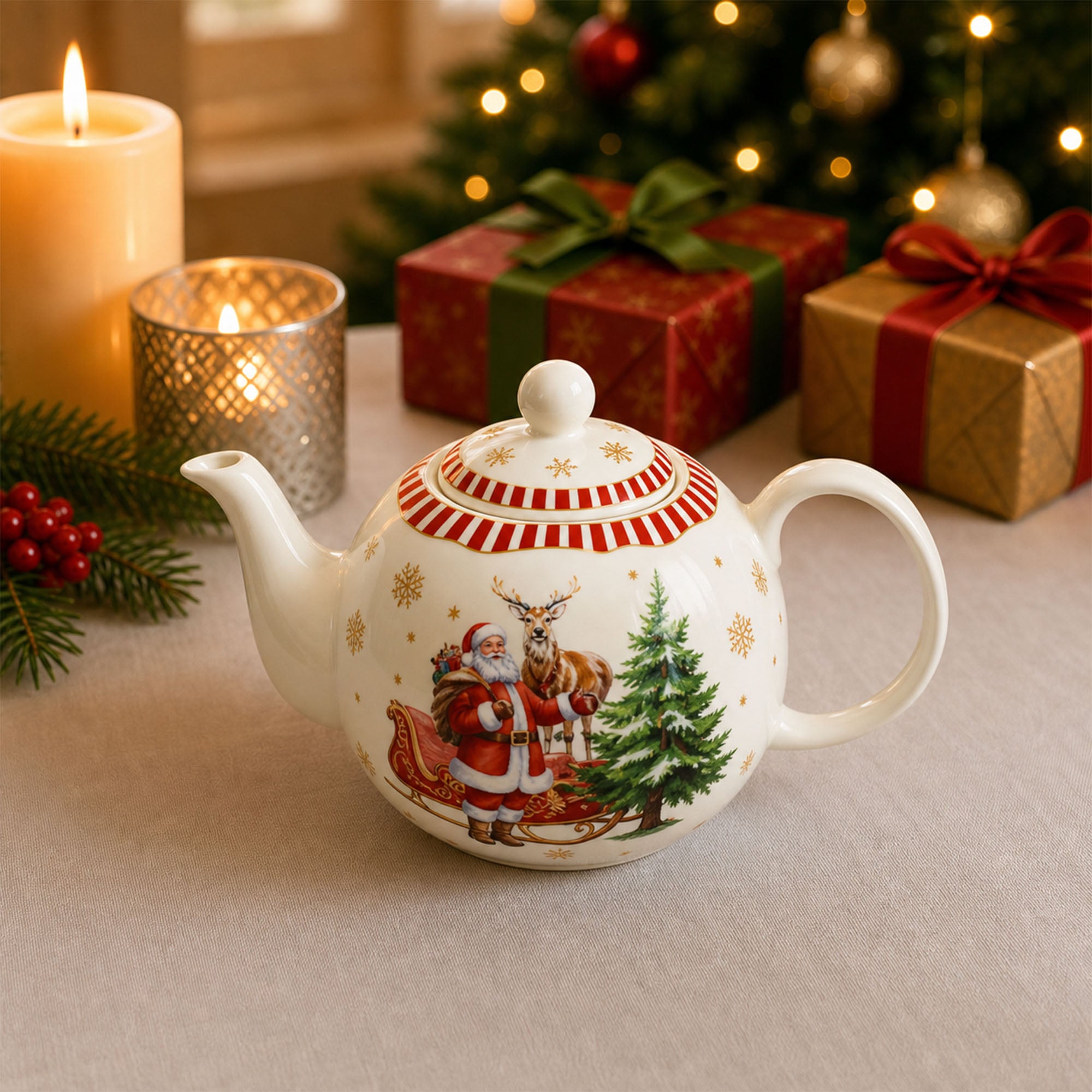 Donglin Homeware Santa's Christmas Journey Collection Teapot 1200cc