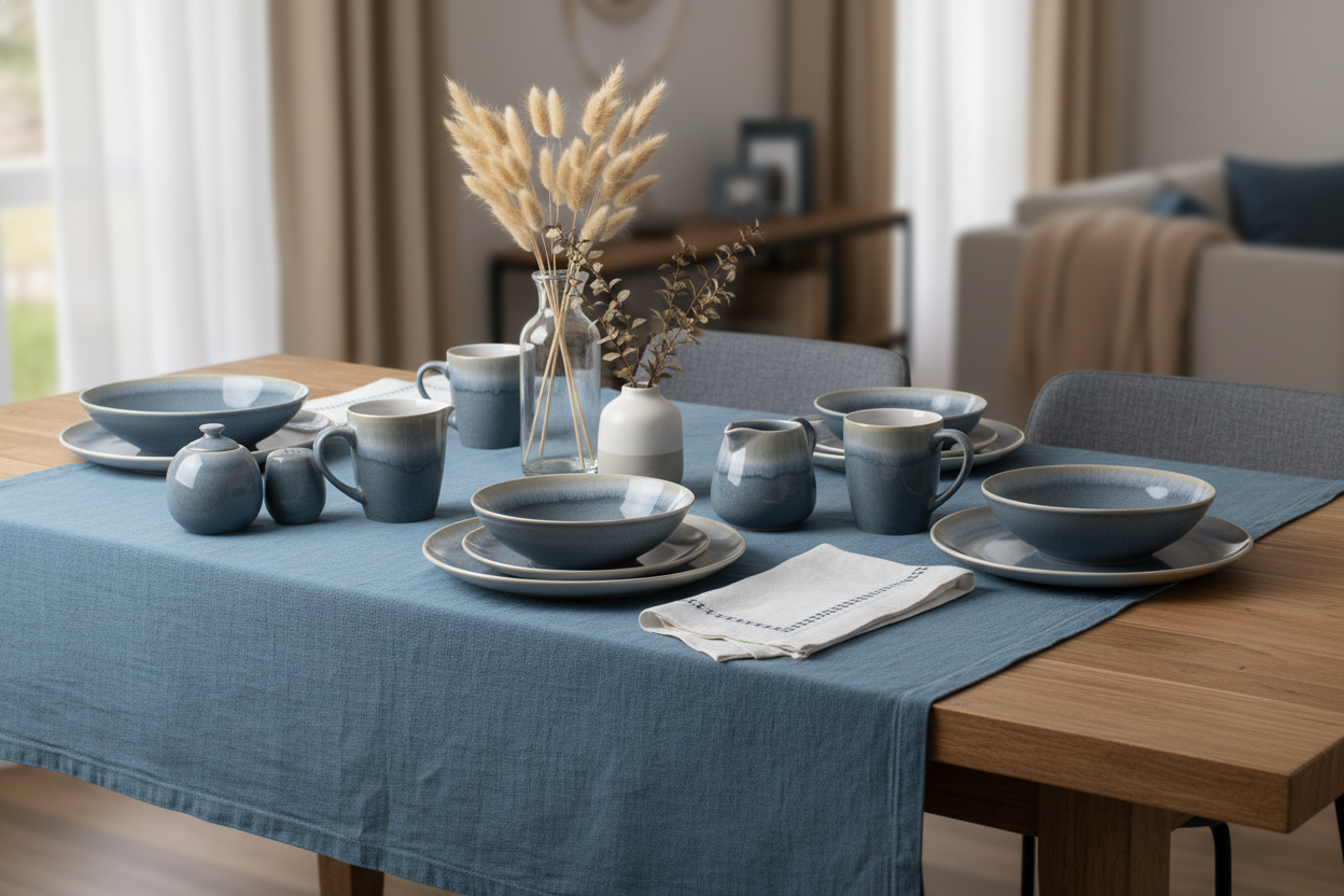 Donglin Homeware Slate Blue - Minimalist Style Ceramic Tableware Set