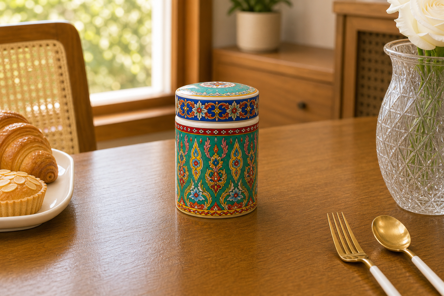 Donglin Homeware Thai Royal - Bohemian Style Ceramic Canister 800ml