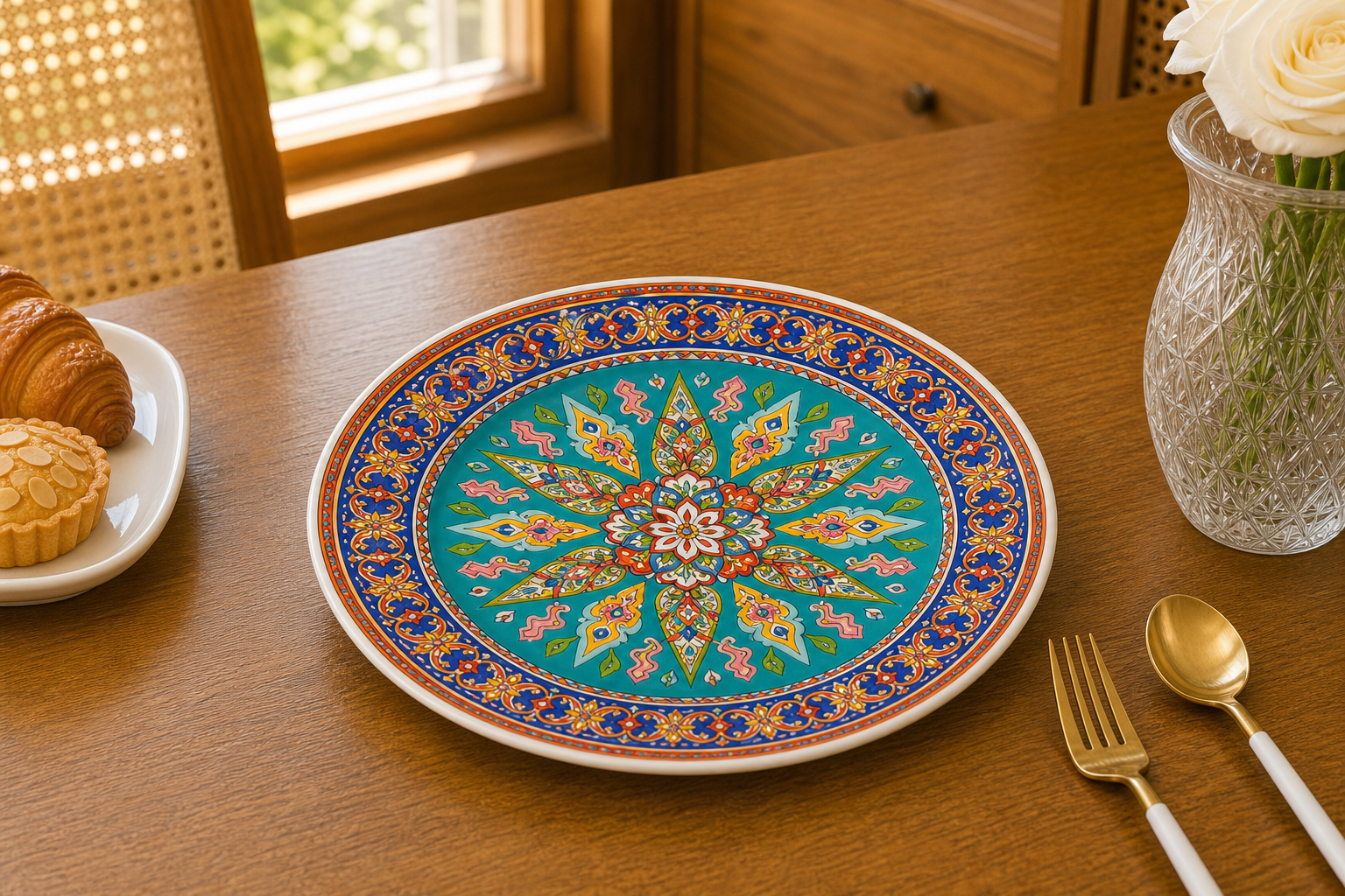 Donglin Homeware Thai Royal - Bohemian Style Ceramic Dessert Tray 10.5-inch