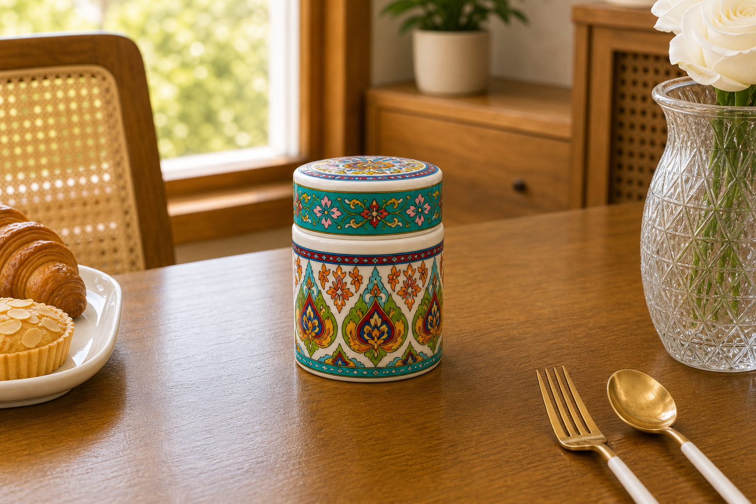 Donglin Homeware Thai Royal - Bohemian Style Ceramic Canister 230ml