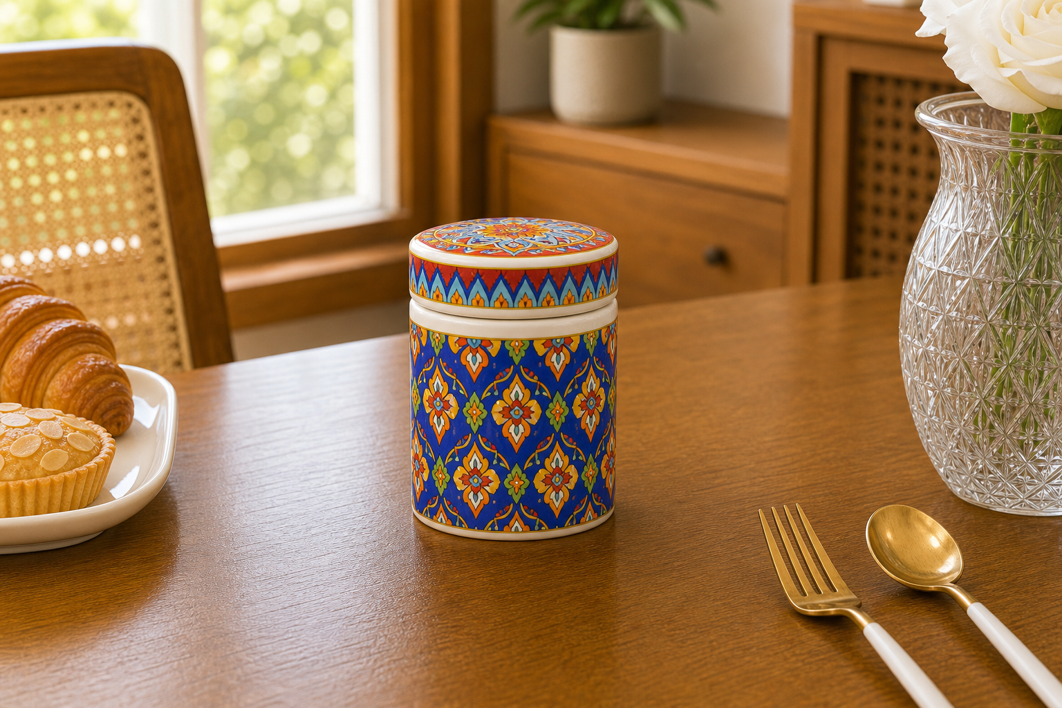 Donglin Homeware Thai Royal - Bohemian Style Ceramic Canister 75ml