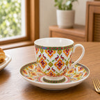 Donglin Homeware Thai Royal - Bohemian Style Ceramic Cup and Saucer 220cc