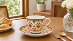 Donglin Homeware Thai Royal - Bohemian Style Ceramic Cup and Saucer 220cc
