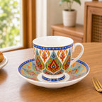Donglin Homeware Thai Royal - Bohemian Style Ceramic Cup and Saucer 220cc
