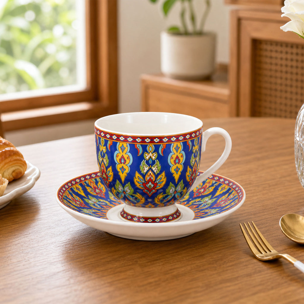 Donglin Homeware Thai Royal - Bohemian Style Ceramic Cup and Saucer 220cc