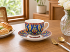 Donglin Homeware Thai Royal - Bohemian Style Ceramic Cup and Saucer 220cc