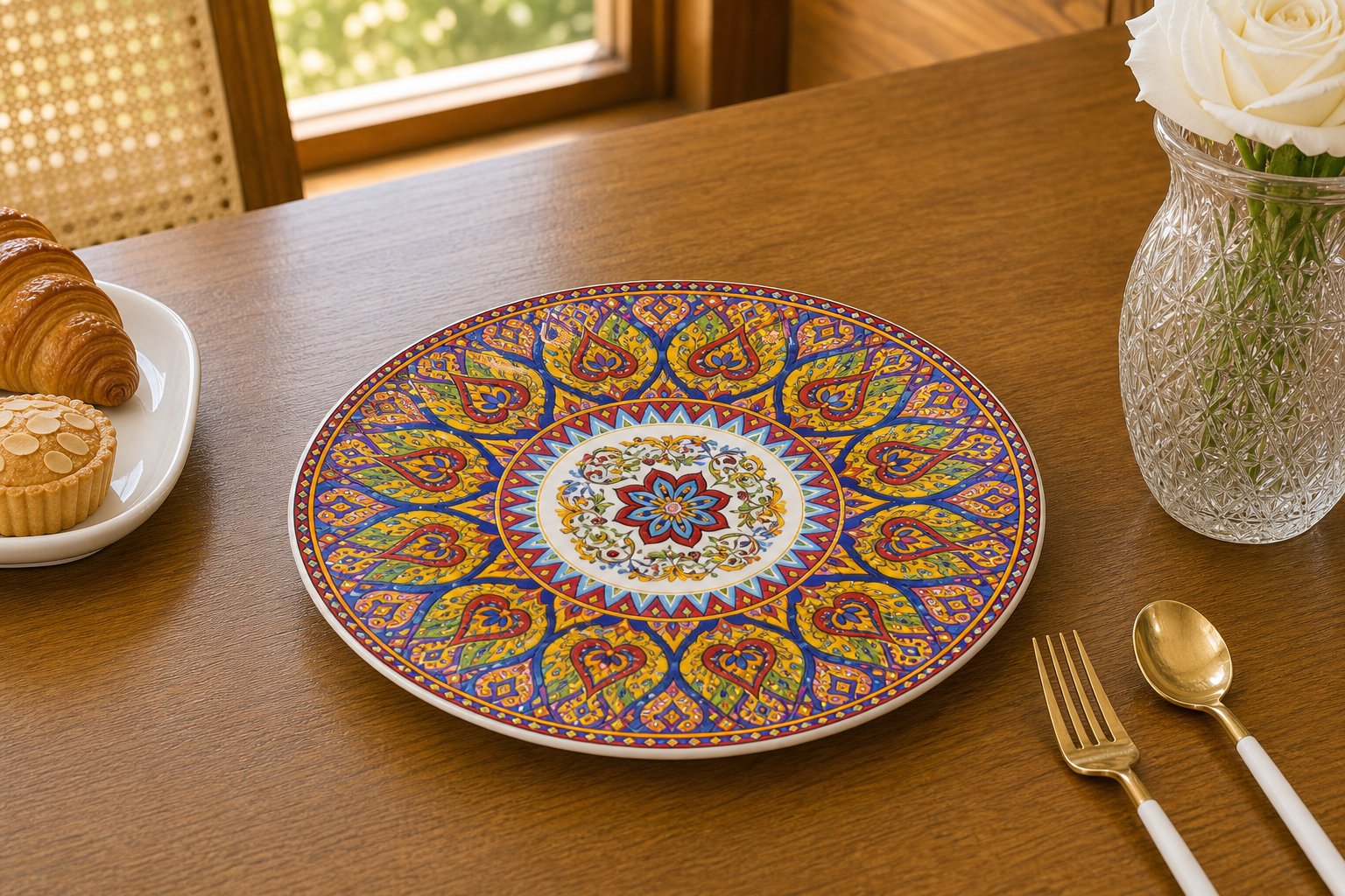 Donglin Homeware Thai Royal - Bohemian Style Ceramic Dessert Plate 7.5-inch