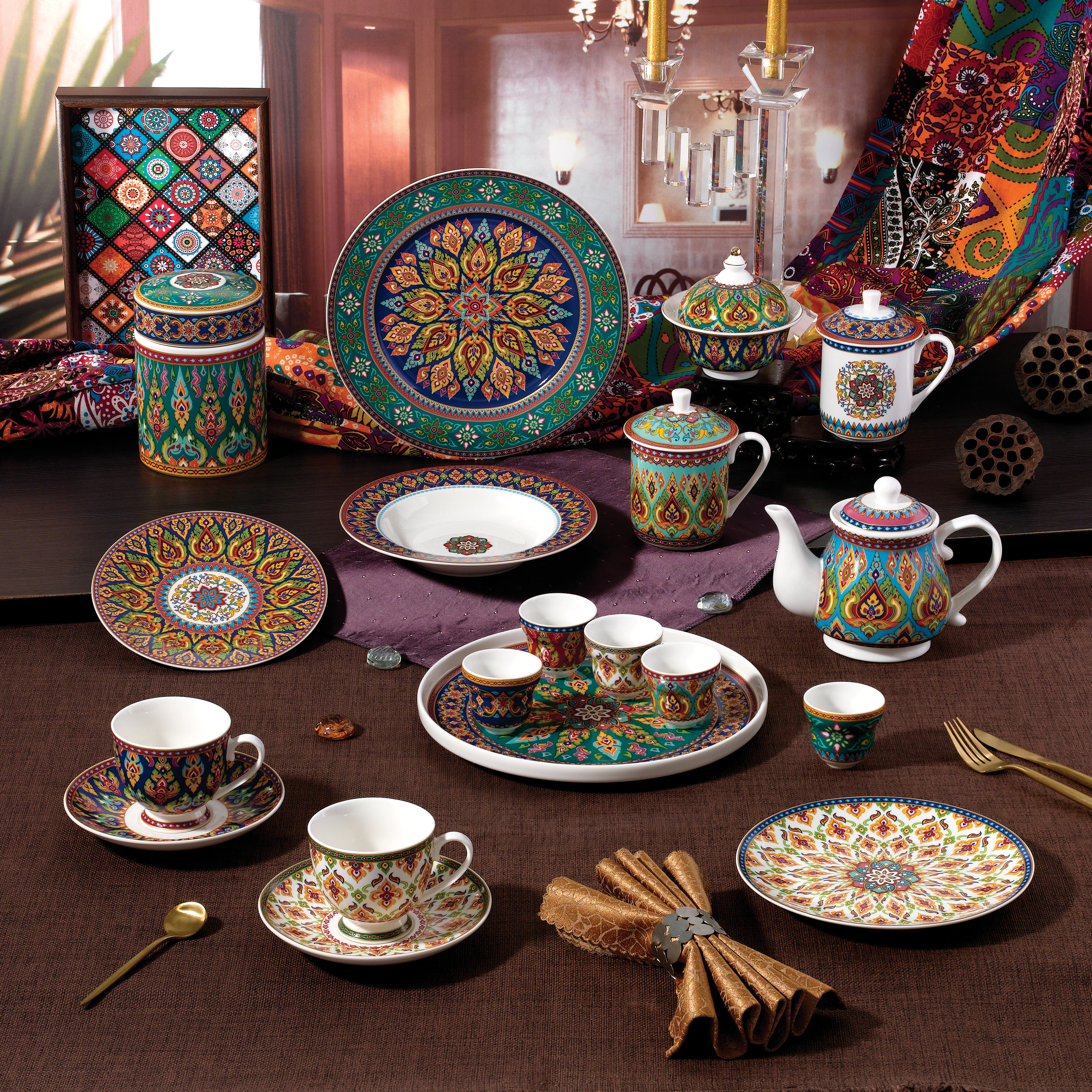 Dongline Homeware Thai Royal - Bohemian Style Ceramic Dinnerware