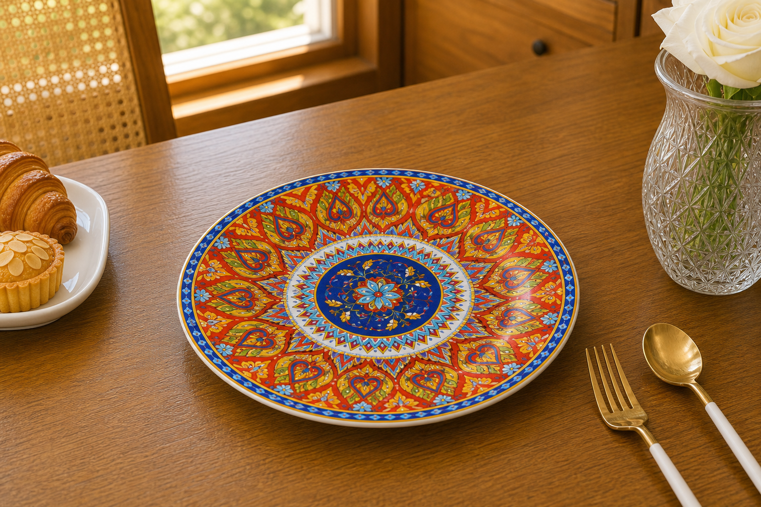 Donglin Homeware Thai Royal - Bohemian Style Ceramic Soup Plate 8-inch