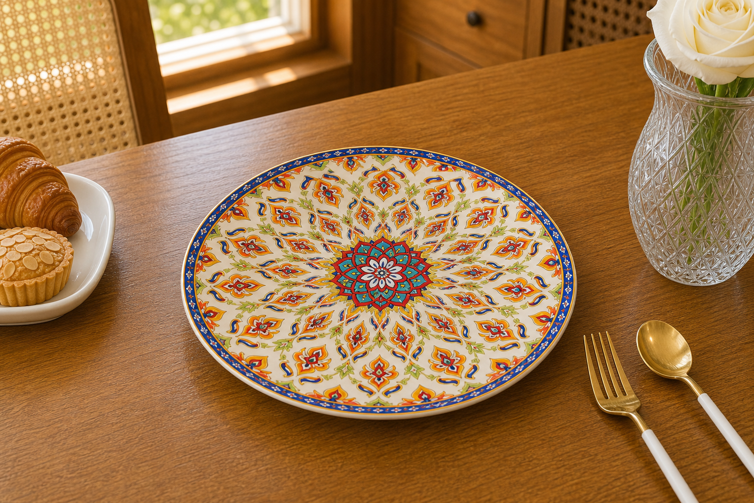Donglin Homeware Thai Royal - Bohemian Style Ceramic Soup Plate 8-inch