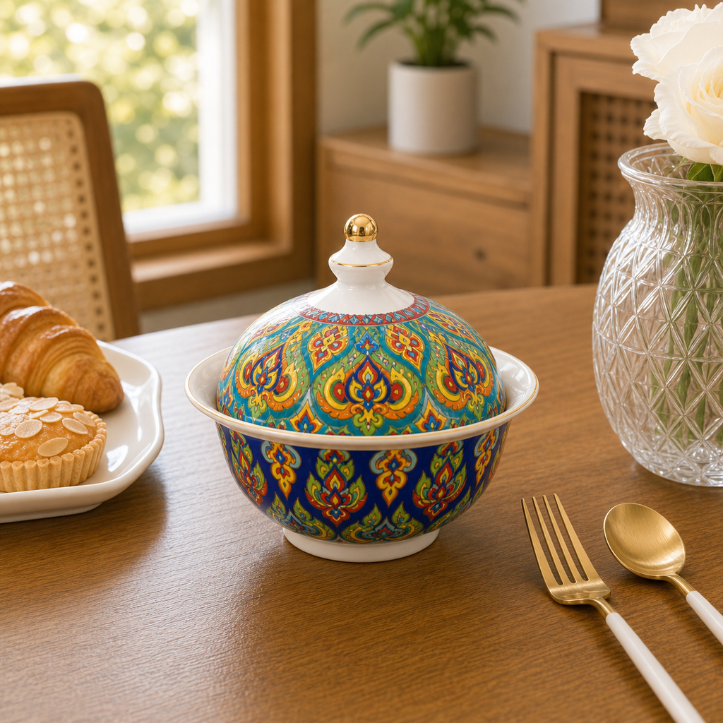 Donglin Homeware Thai Royal - Bohemian Style Ceramic Stewing Pot 200cc