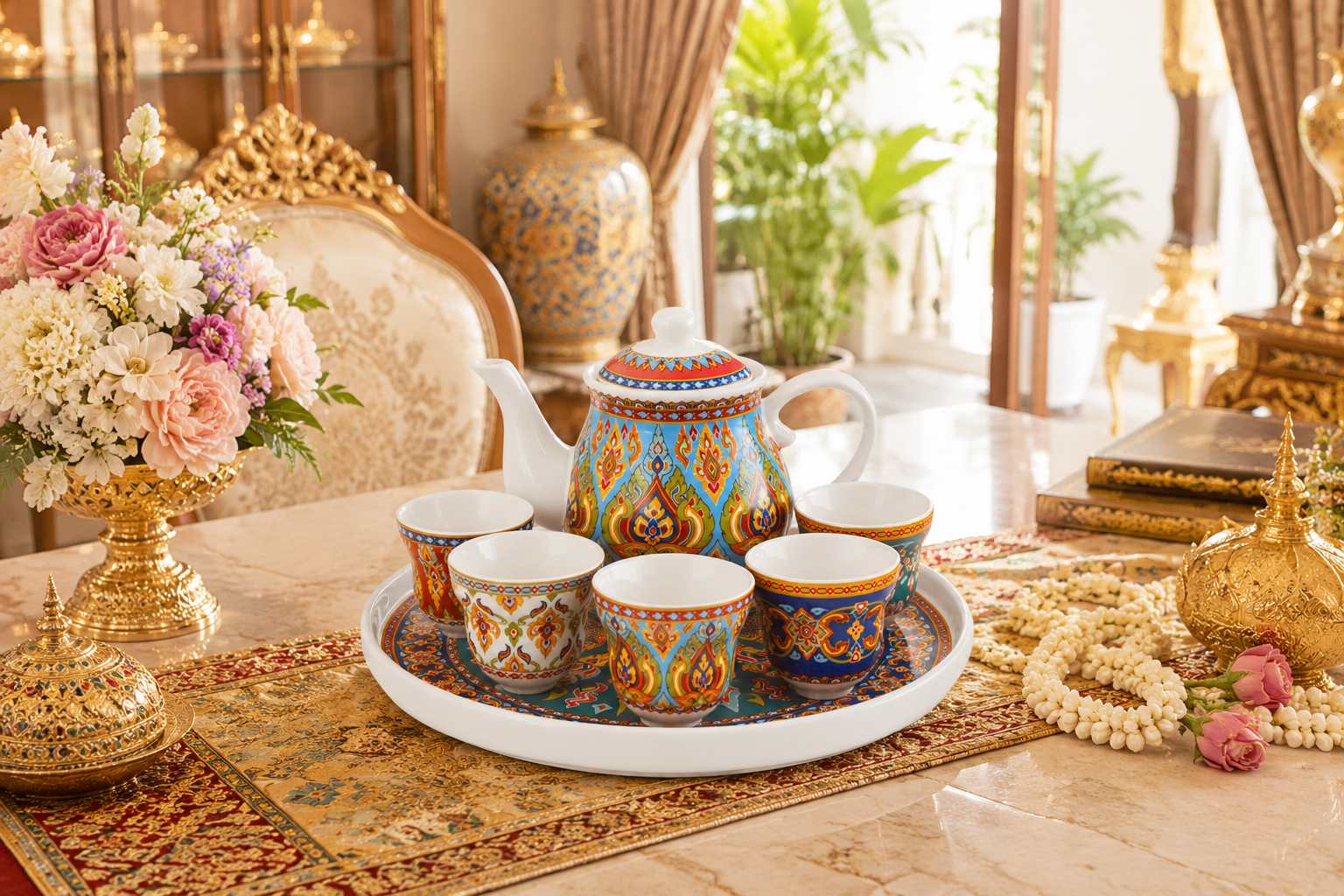 Donglin Homeware Thai Royal - Bohemian Style Ceramic Tea Set