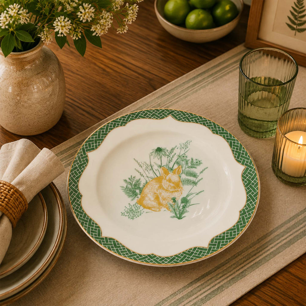 Donglin Homeware The Garden Rabbit Collection Coup Plate 8-inch