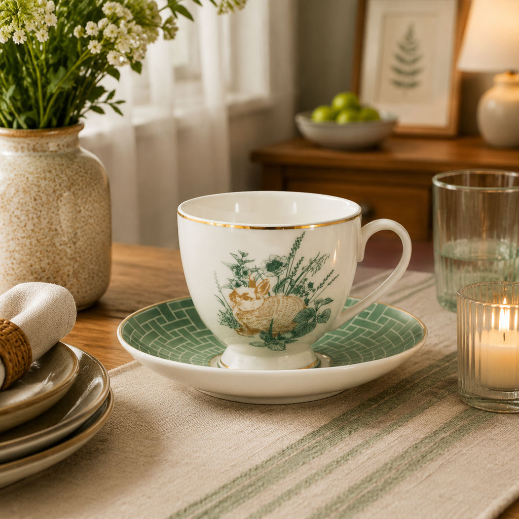 Donglin Homeware The Garden Rabbit Collection Cup and Saucer 220cc
