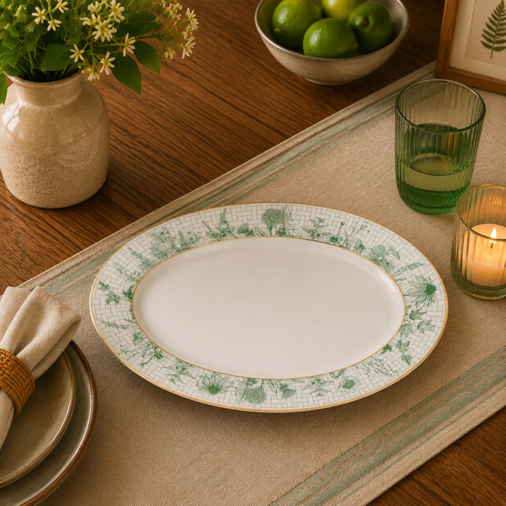 Donglin Homeware The Garden Rabbit Collection Oval Plate 12-inch