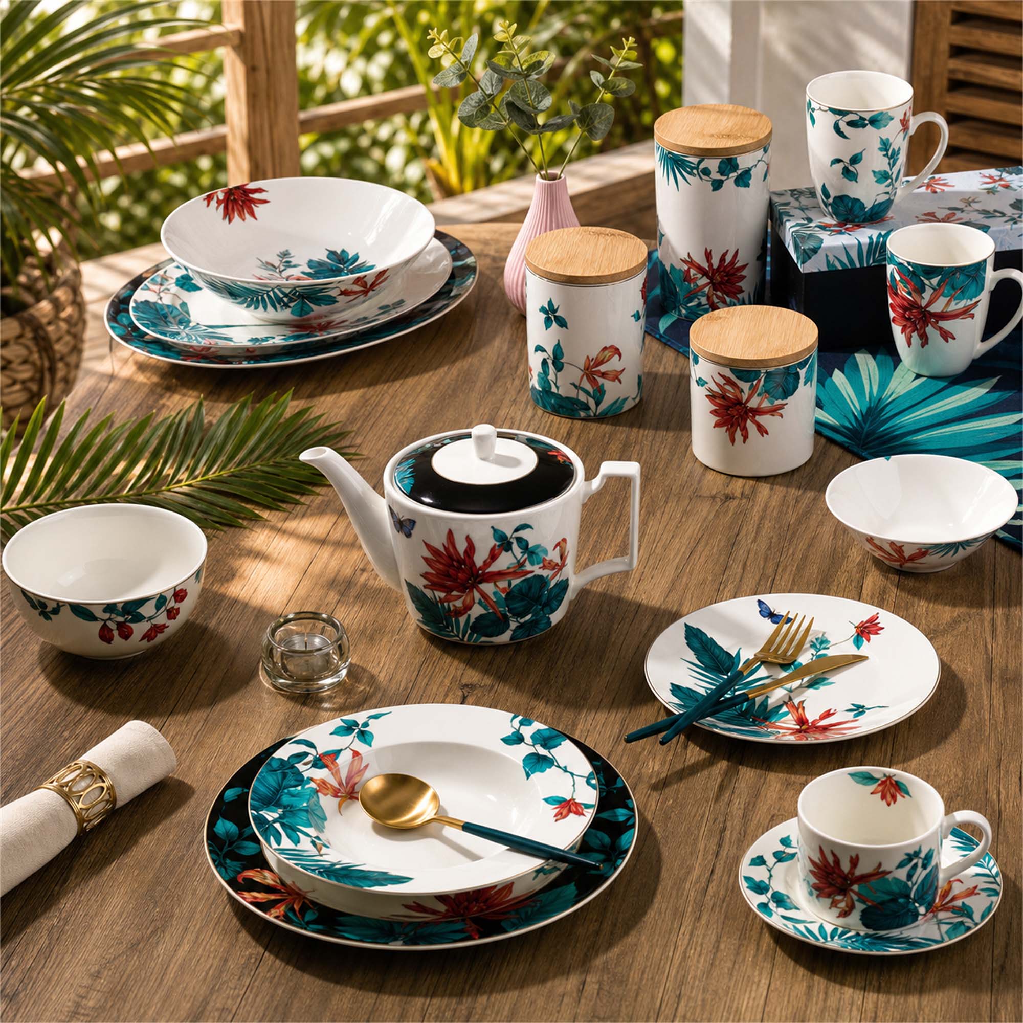 Donglin Homeware Tropical Rainforest - Nature Style Ceramic Dinnerware