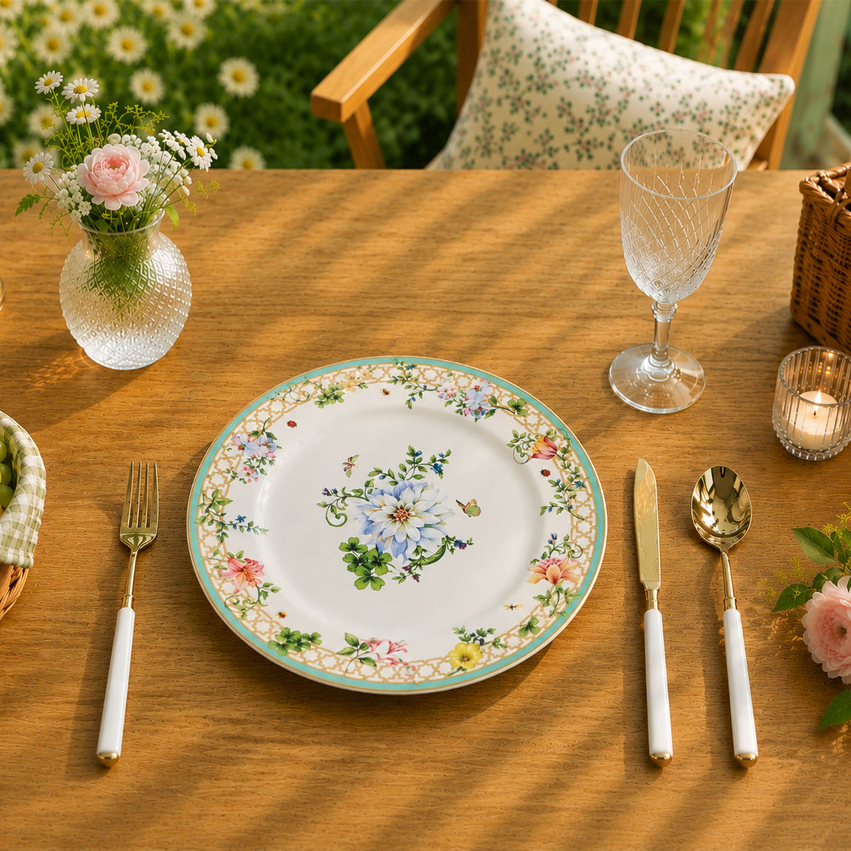 Donglin Homeware Wildflower Meadow Collection Dinner Plate 10.5-inch