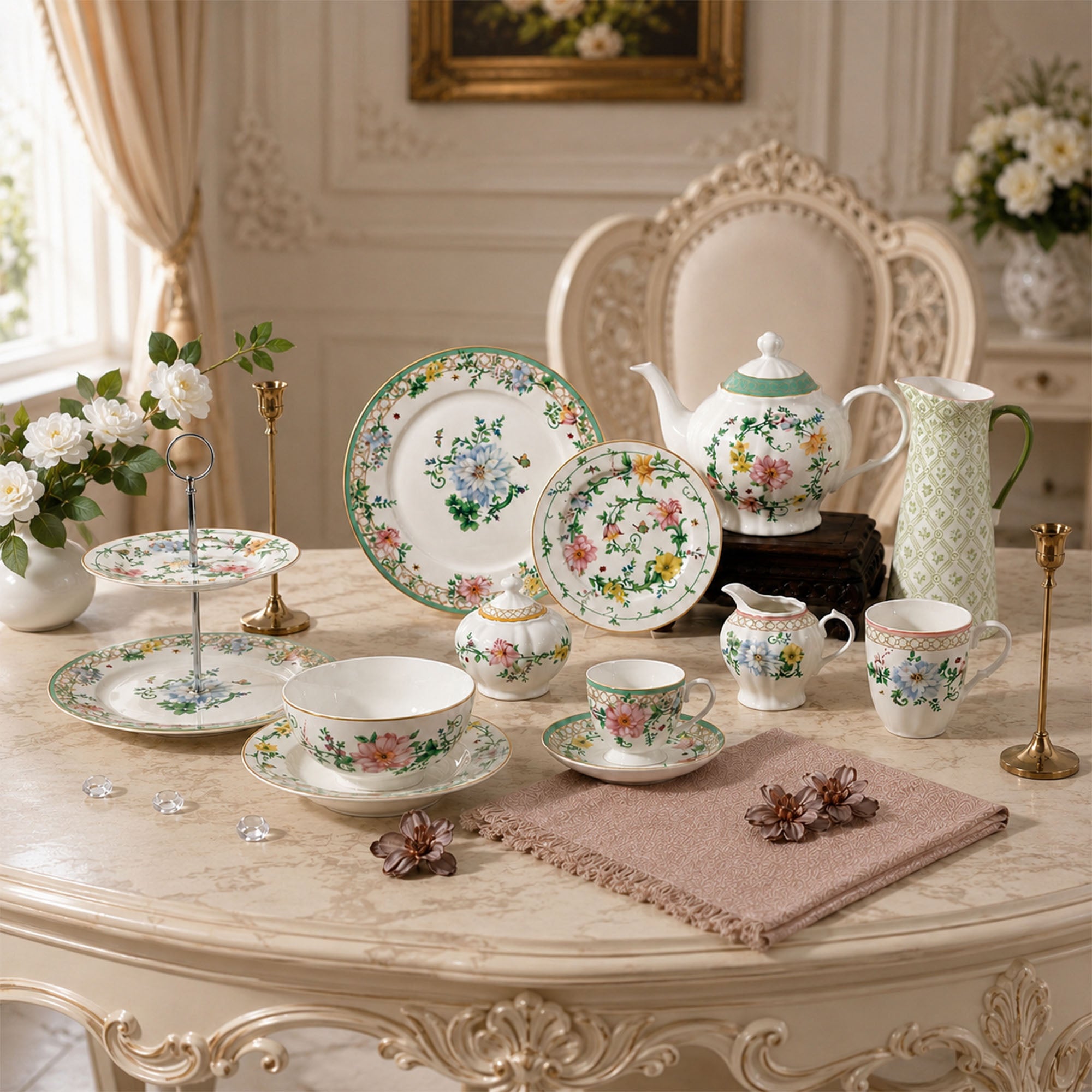Donglin Homeware Wildflower Meadow Dinnerware Collection British Cottagecore