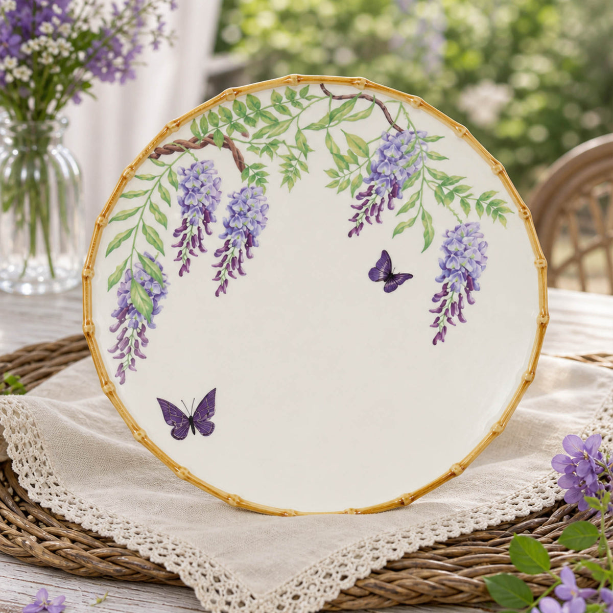 donglin Homeware Wisteria Aviary Collection Dessert Plate 8.5-inch