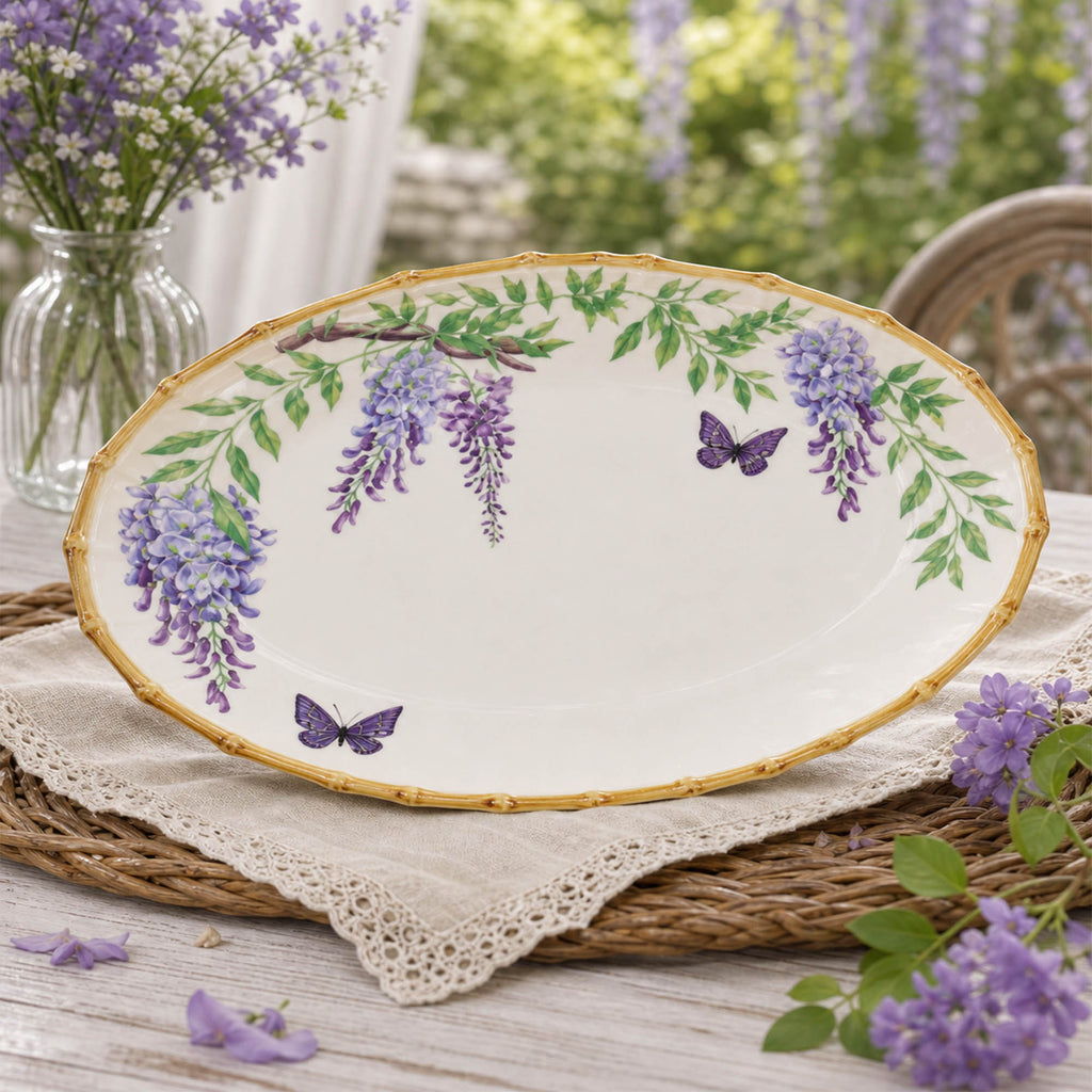 Donglin Homeware Wisteria Aviary Collection Oval Plate 13.5-inch