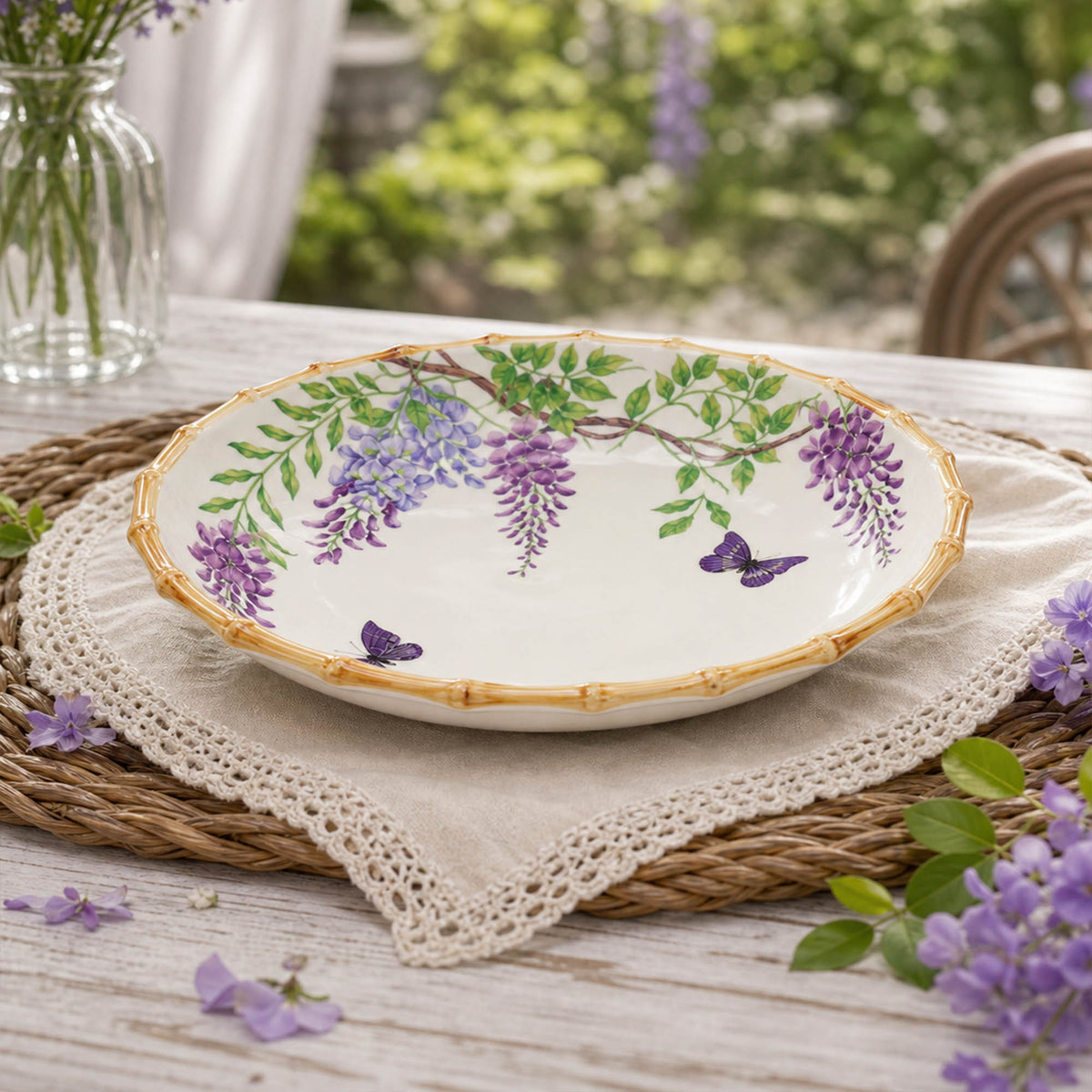 Donglin Homeware Wisteria Aviary Collection Soup Plate 8.5-inch