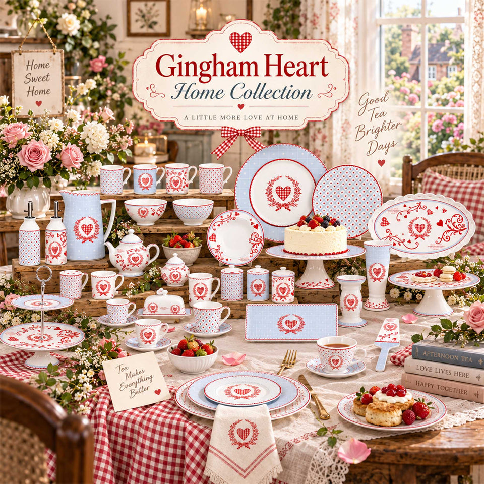 Y5091 Gingham Heart Home — коллекция посуды New Bone China
