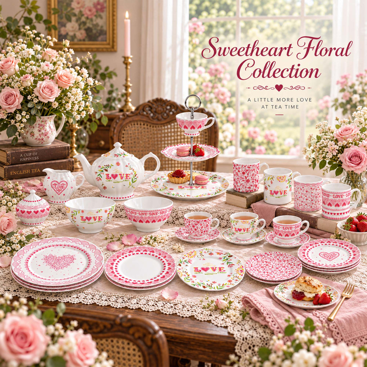 Donglin Homeware Y5146 Sweetheart Floral New Bone China DinnerwareCollection