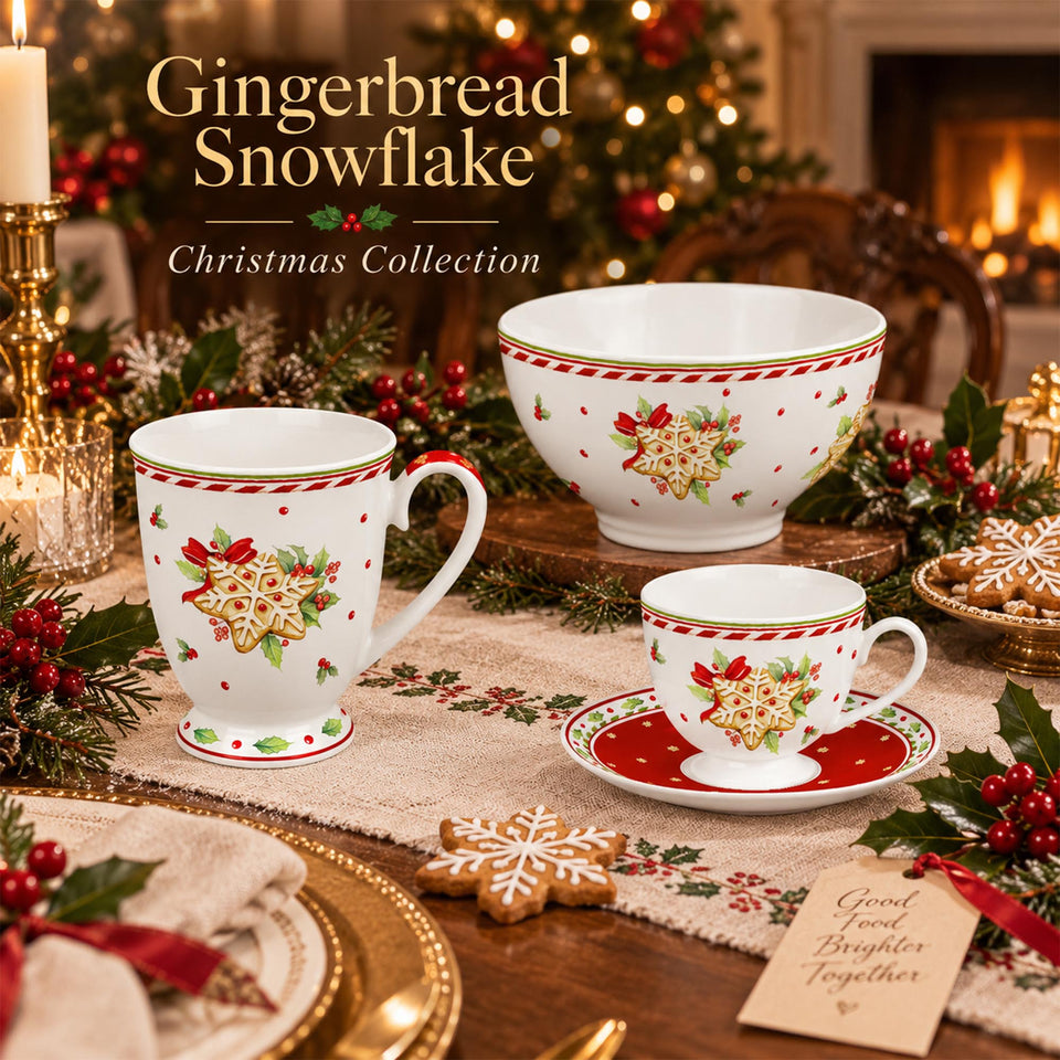 Y5253 Gingerbread Snowflake Christmas — коллекция посуды New Bone China
