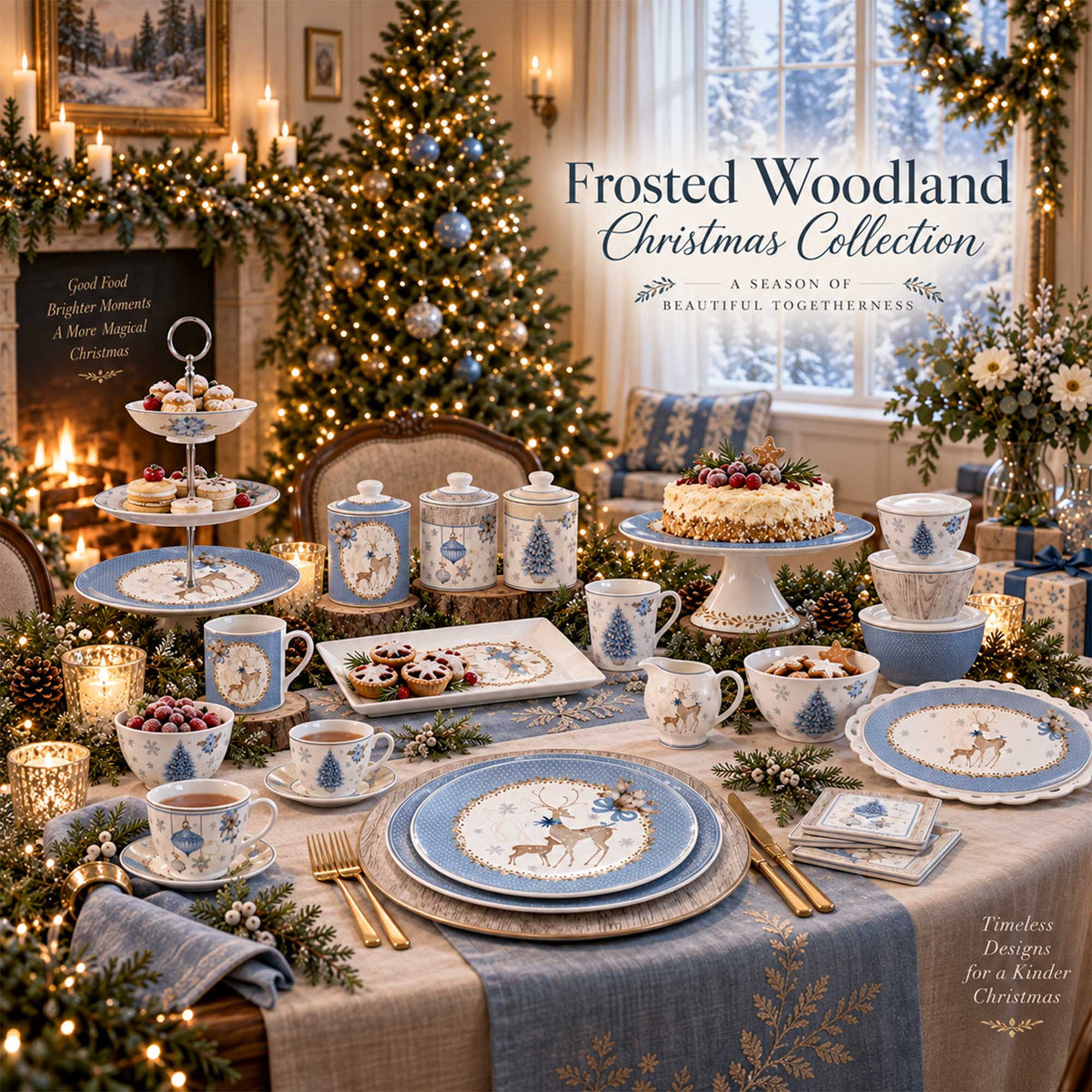 Donglin Homeware Y5370 Frosted Woodland Christmas New Bone China Dinnerware Collection