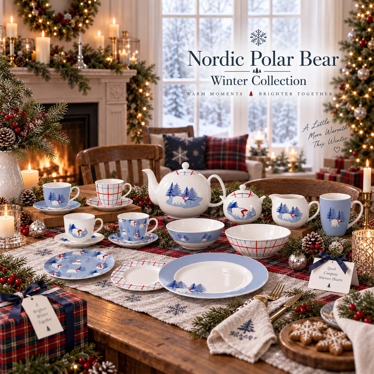 Donglin Homeware Y5951 Nordic Polar Bear Winter New Bone China Dinnerware Collection