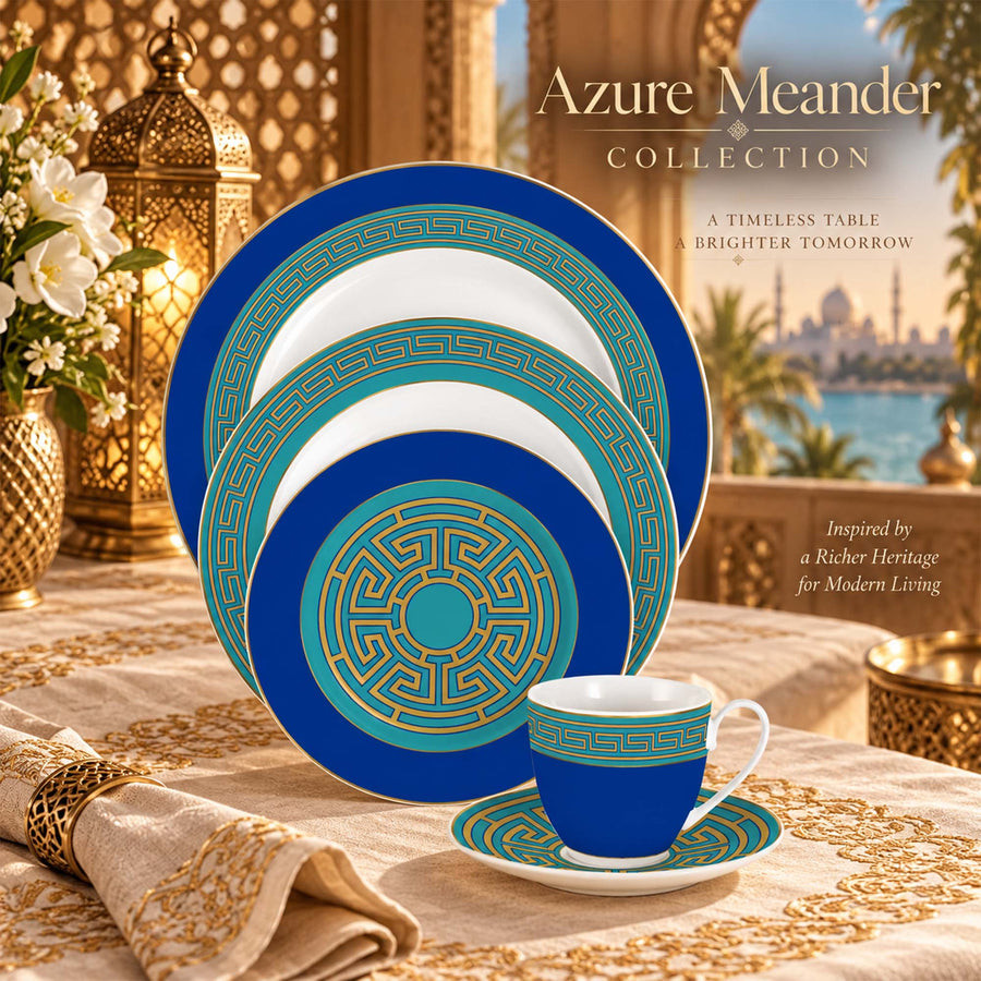 Y6016 Azure Meander New Bone China Dinnerware Collection