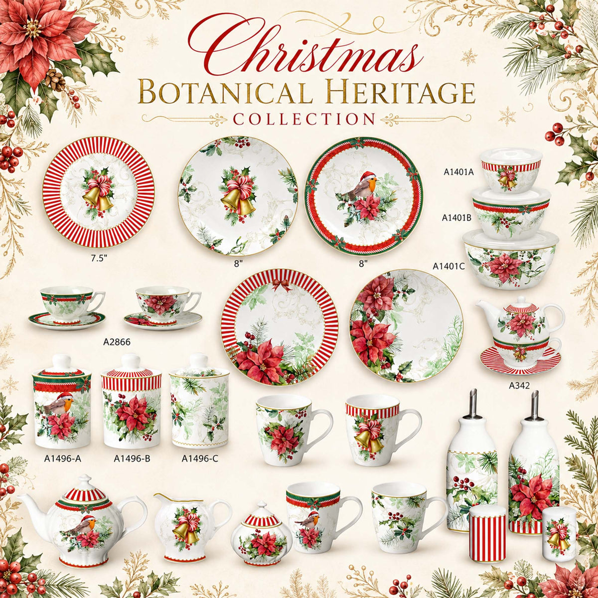 Donglin Homeware Y6433 Christmas Botanical Heritage Collection