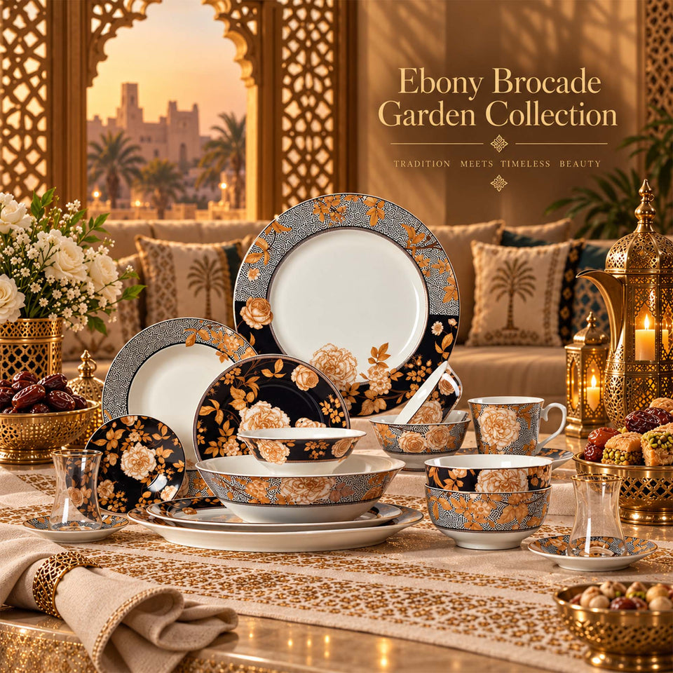 Y6527 Ebony Brocade Garden Geschirrkollektion aus New Bone China
