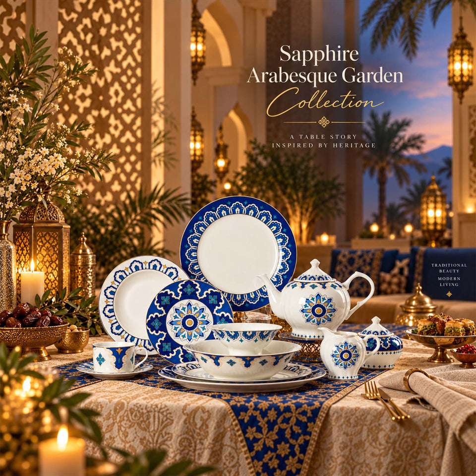 Y6529 Sapphire Arabesque Garden Geschirrkollektion aus New Bone China