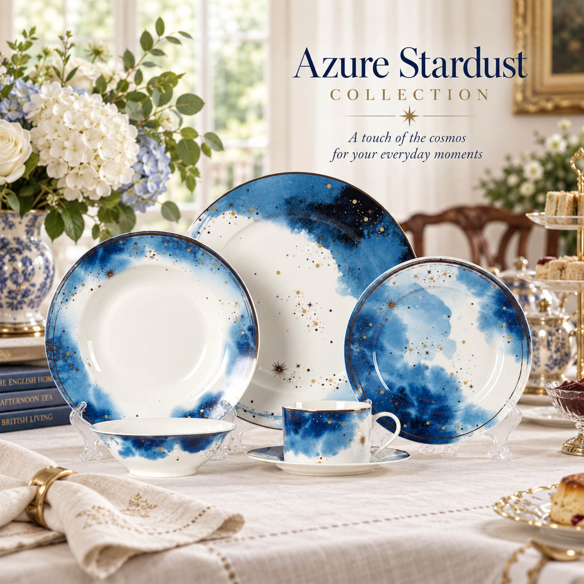 Donglin Homeware Y6573 Azure Stardust New Bone China Dinnerware Collection