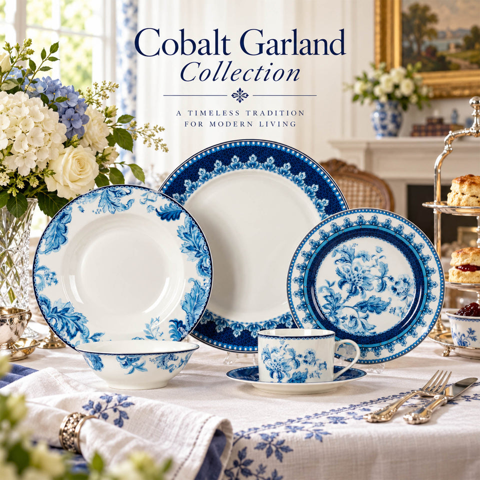 Y6578 Cobalt Garland Geschirrkollektion aus New Bone China