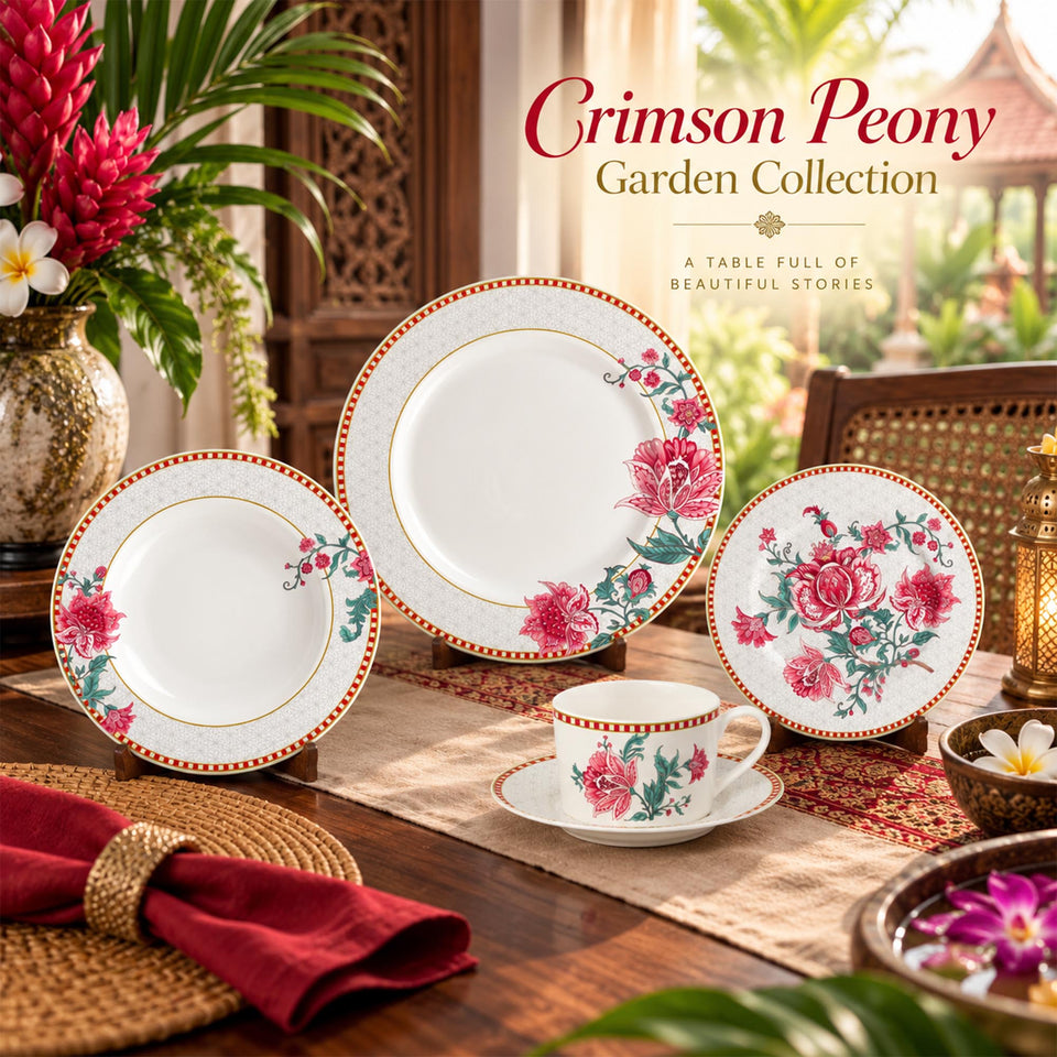 Y6593 Crimson Peony Garden Geschirrkollektion aus New Bone China