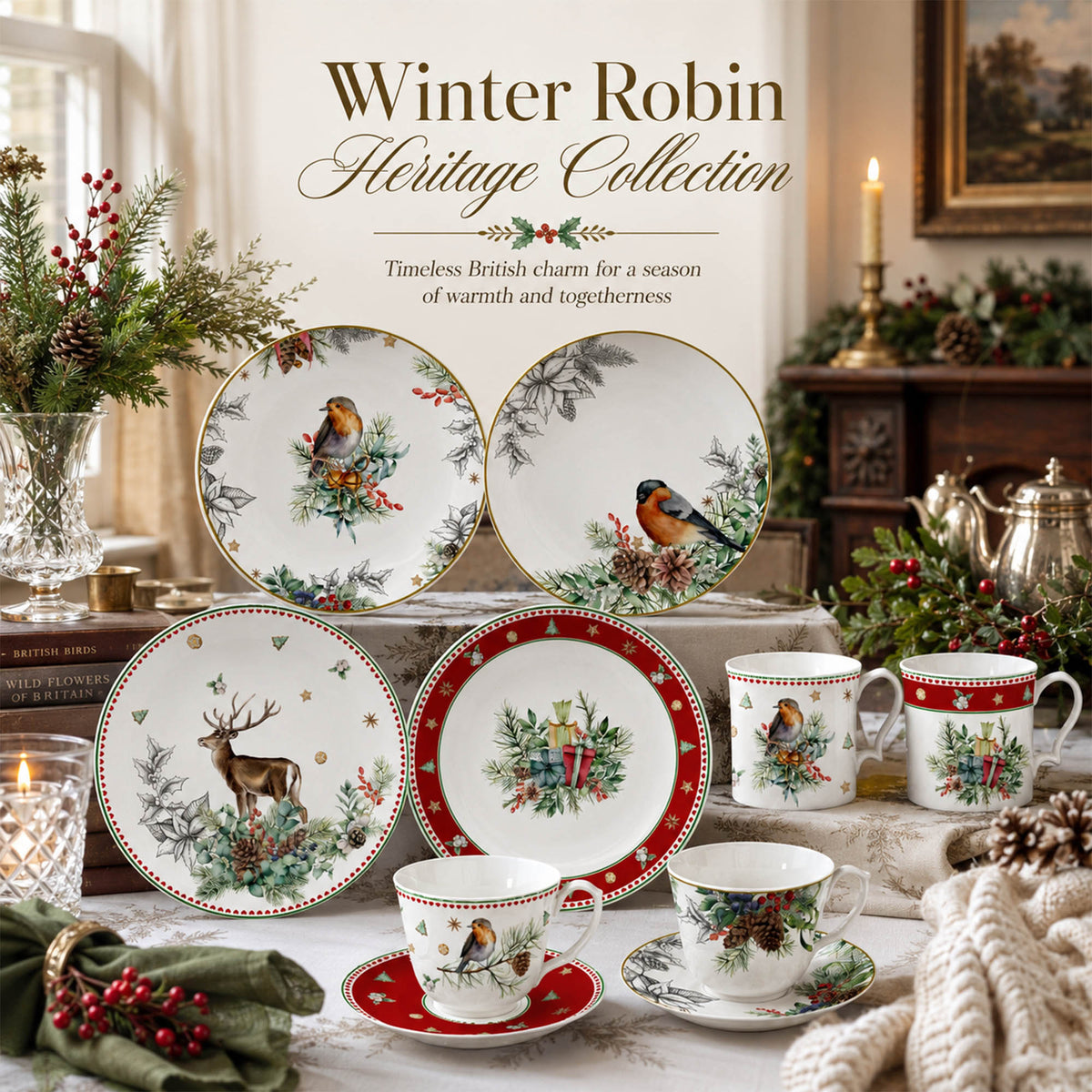 Donglin  Homeware Y6643 Winter Robin Heritage Collection