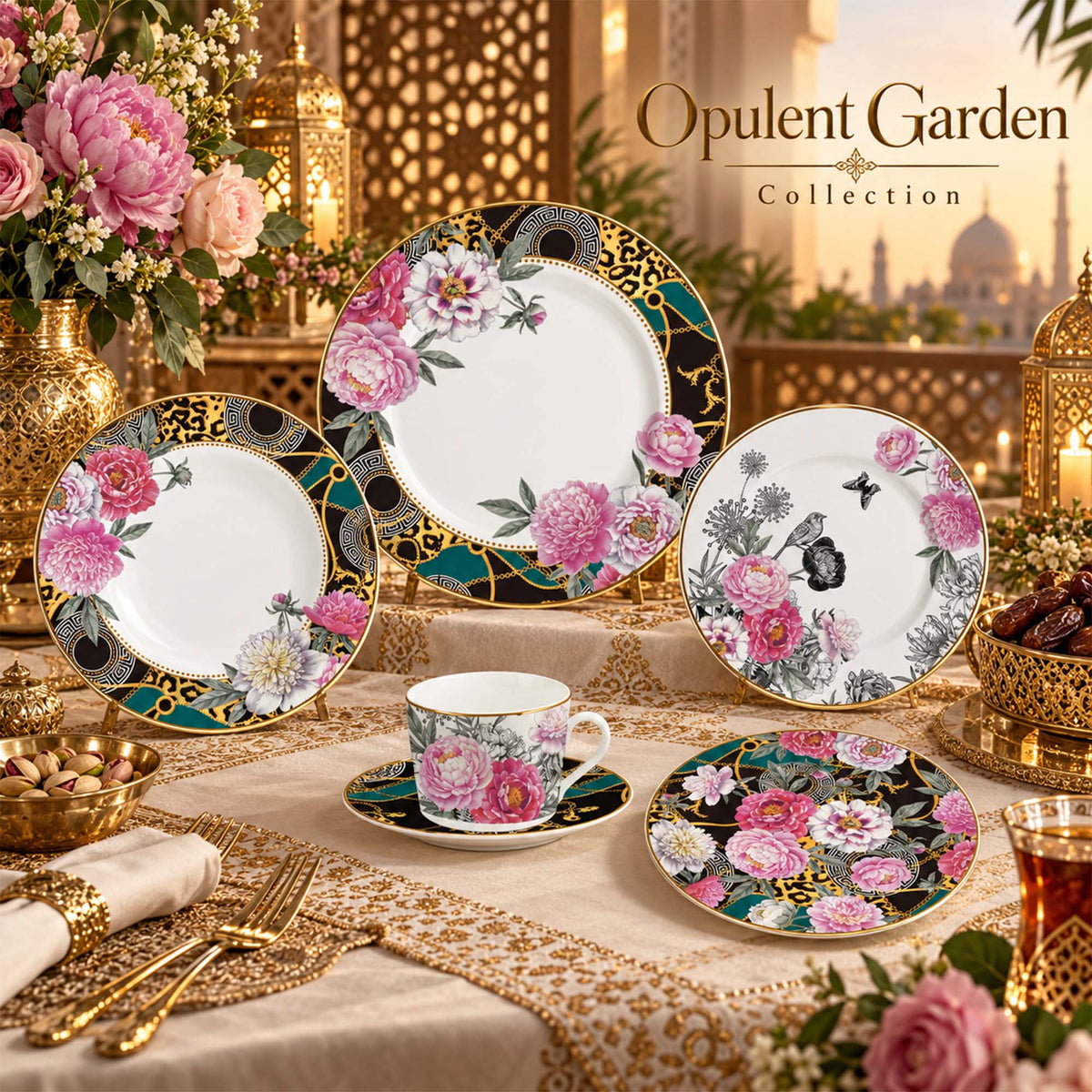Donglin Homeware Y6676 Opulent Garden New Bone China Dinnerware Collection 
