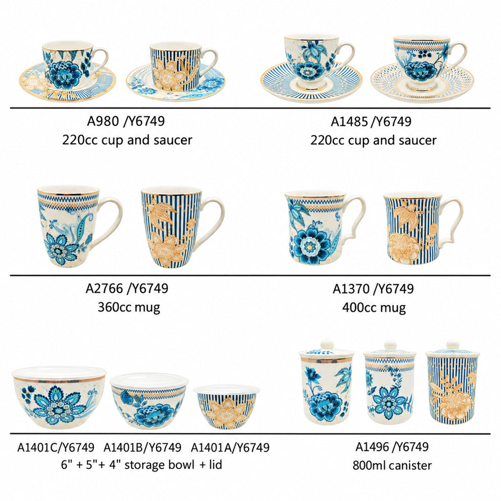 Donglin Homeware – Y6749 Teal Pavilion Geschirrkollektion aus New Bone China – Formdetails